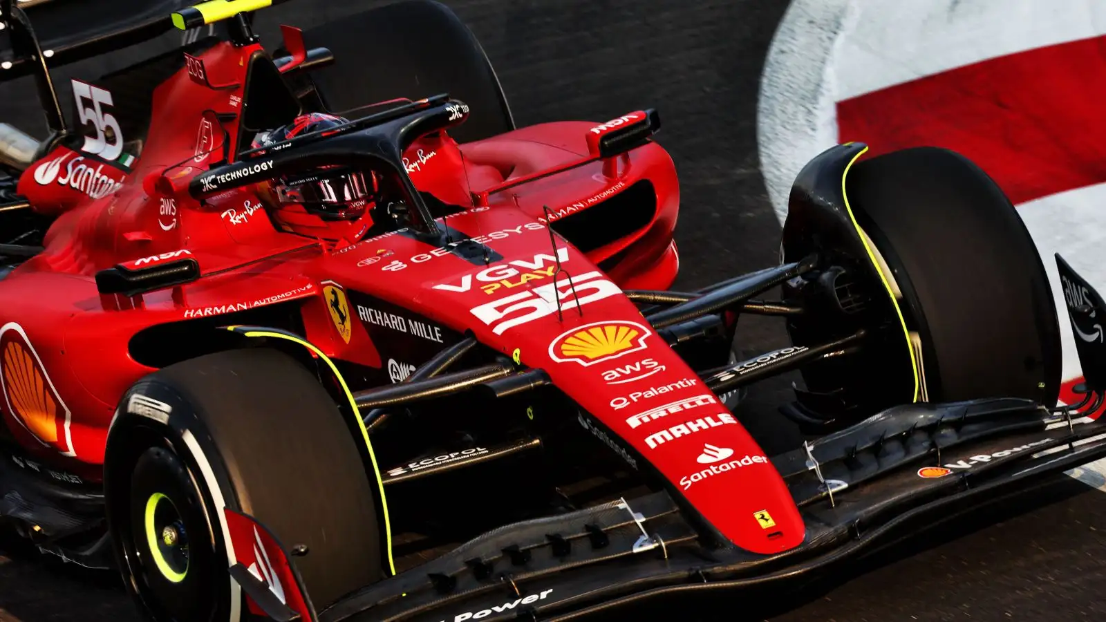 Ferrari driver Carlos Sainz in action during practice at the 2023 Singapore Grand Prix.