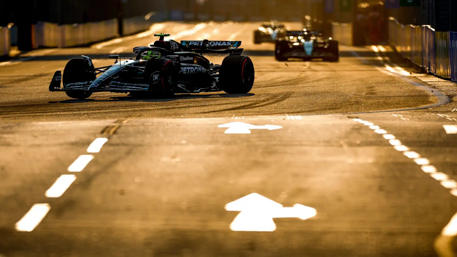 Mercedes' Lewis Hamilton driving during second practice at the Singapore Grand Prix.