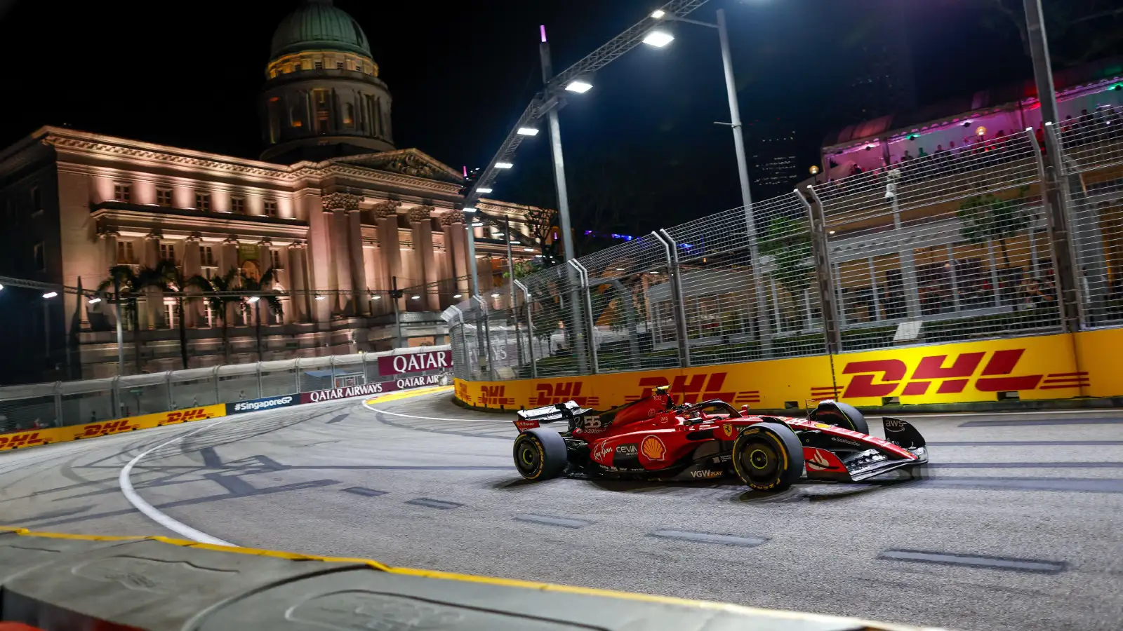 Ferrari's Carlos Sainz on track at the Singapore Grand Prix. F1 results