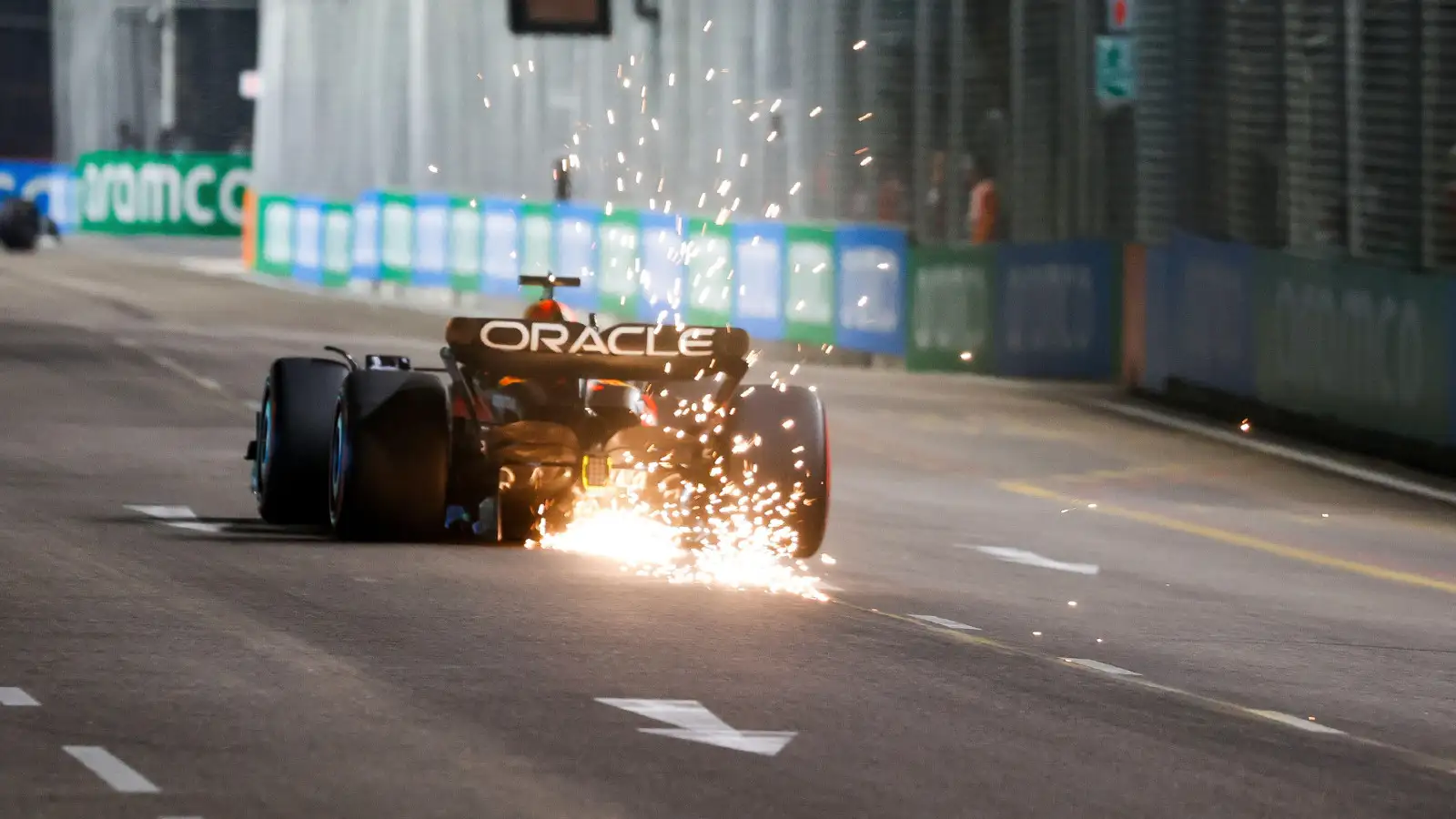 Red Bull's Max Verstappen on track during the Singapore Grand Prix weekend.