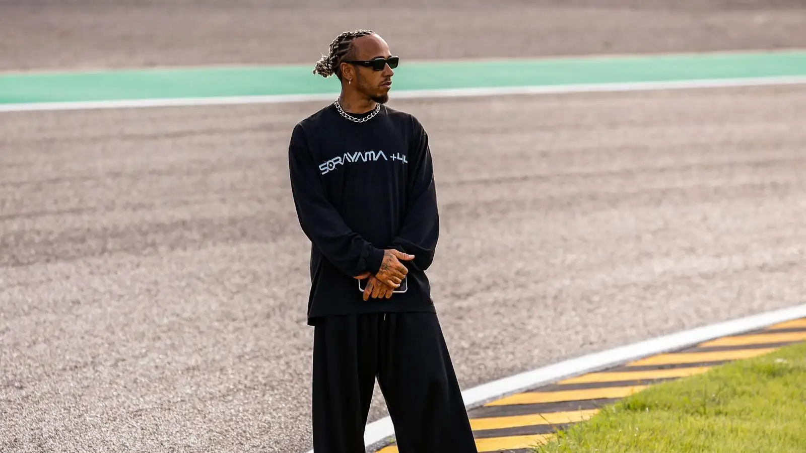Lewis Hamilton, Mercedes, trackside at Suzuka.