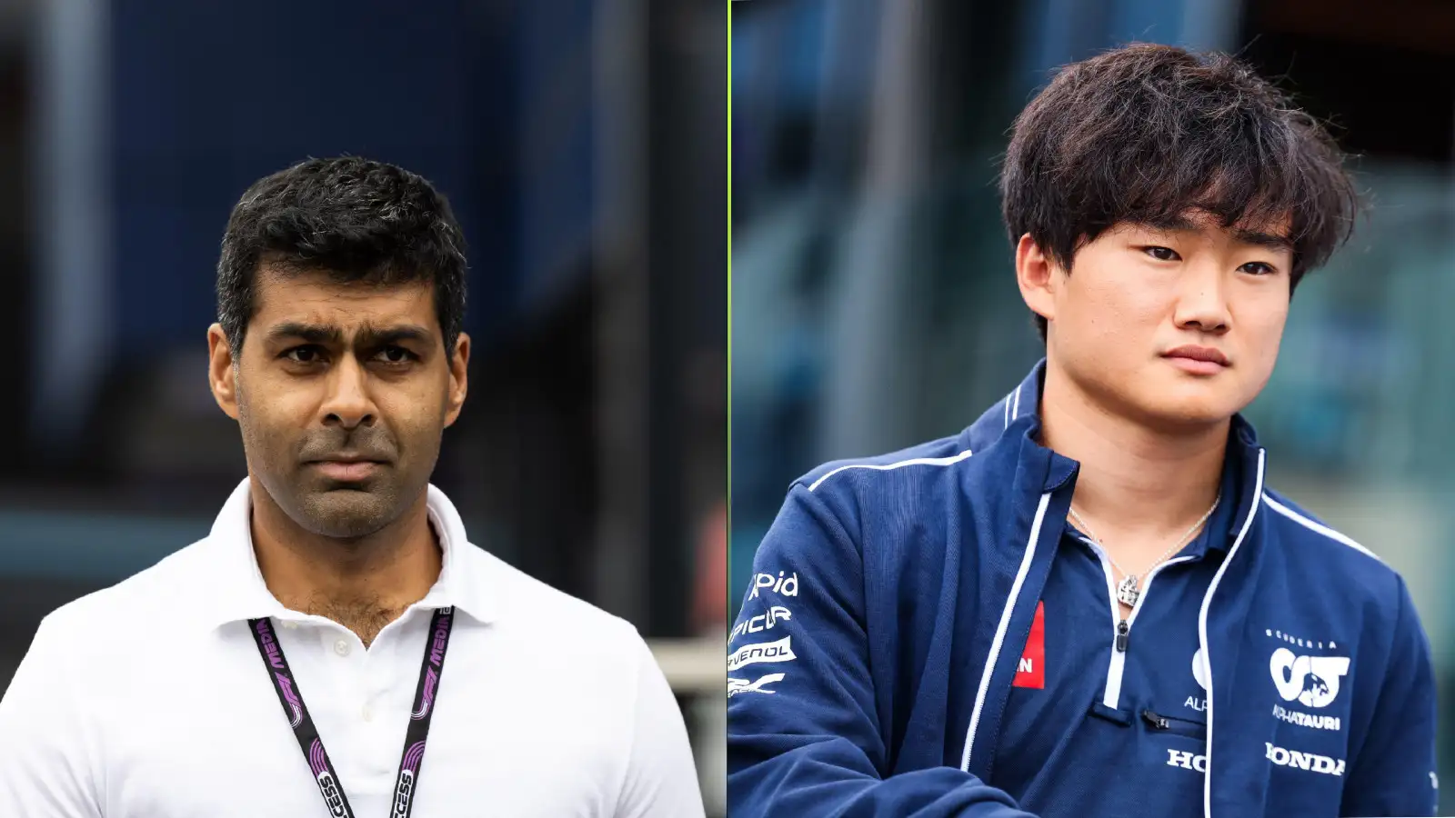 Karun Chandhok and AlphaTauri F1 driver Yuki Tsunoda pictured at the Dutch Grand Prix.