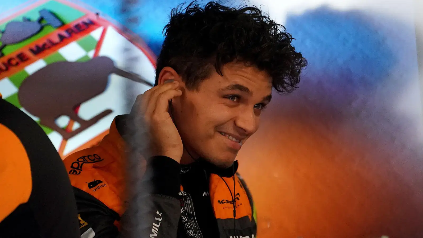 McLaren driver Lando Norris looks on during the Italian Grand Prix weekend.