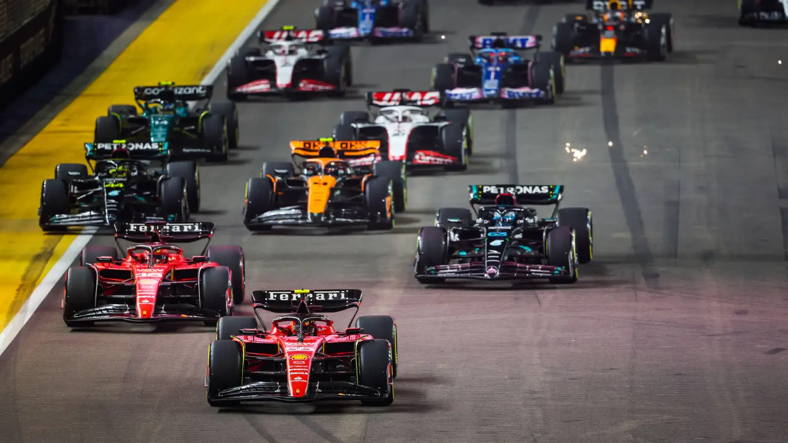 The race start of the 2023 Singapore Grand Prix.
