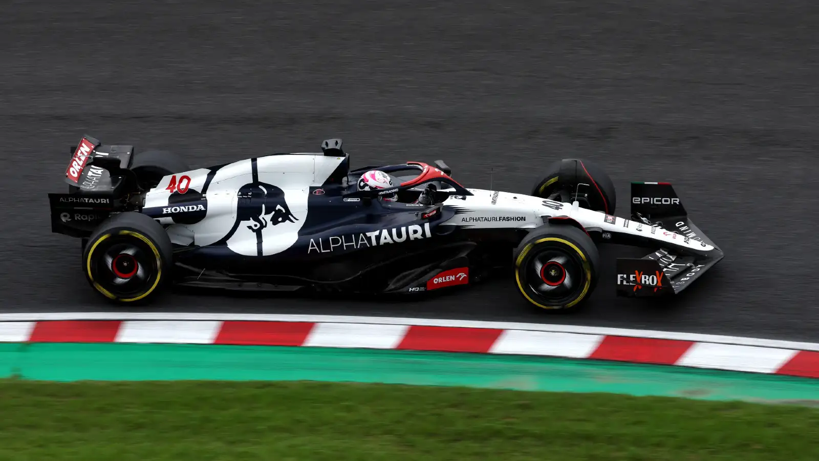 AlphaTauri's Liam Lawson on track at the Japanese Grand Prix.