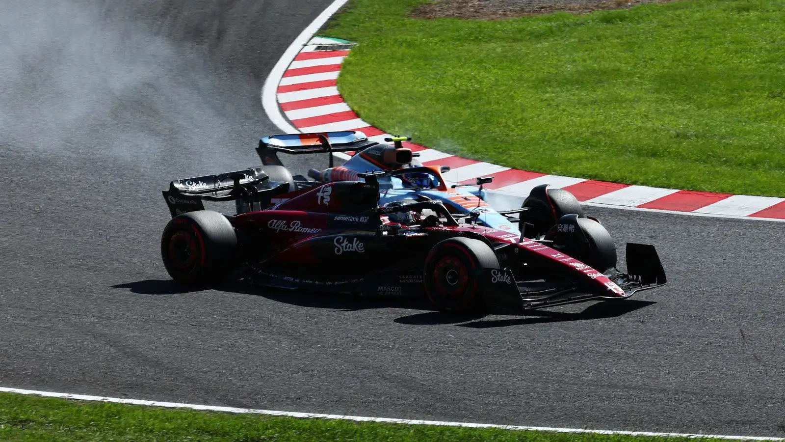 Williams rookie Logan Sargeant hits Valtteri Bottas at the Japanese Grand Prix.