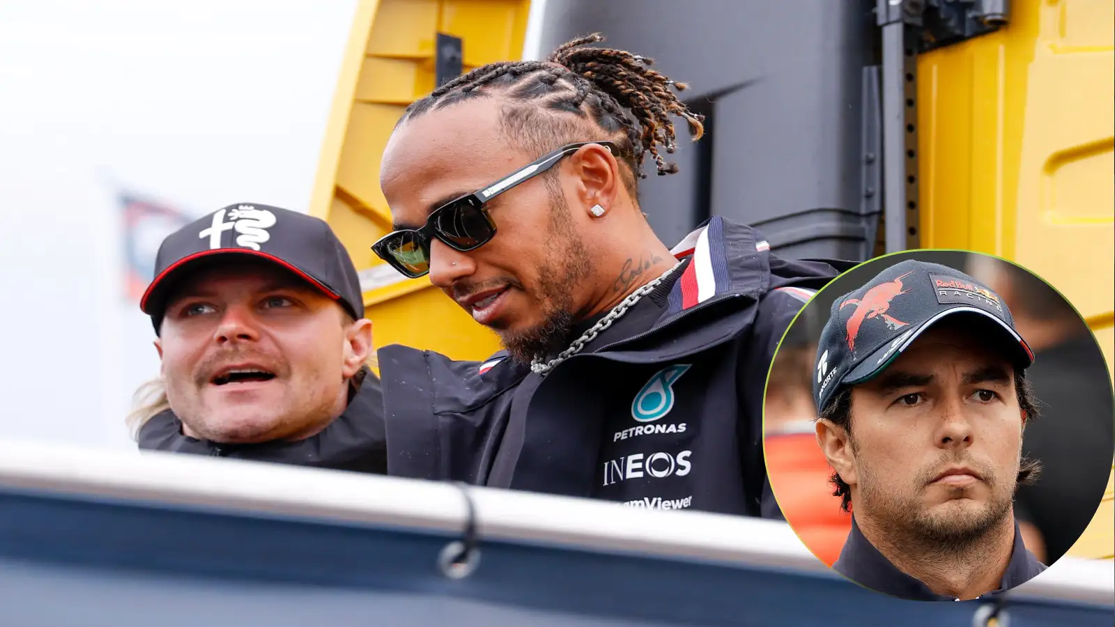 Mercedes' Lewis Hamilton and Red Bull's Sergio Perez.