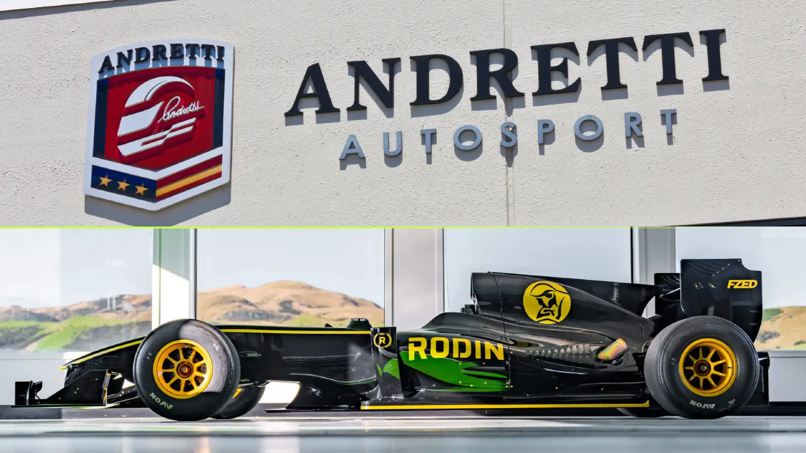 Andretti Autosport's logo, Rodin reveal FZED car.