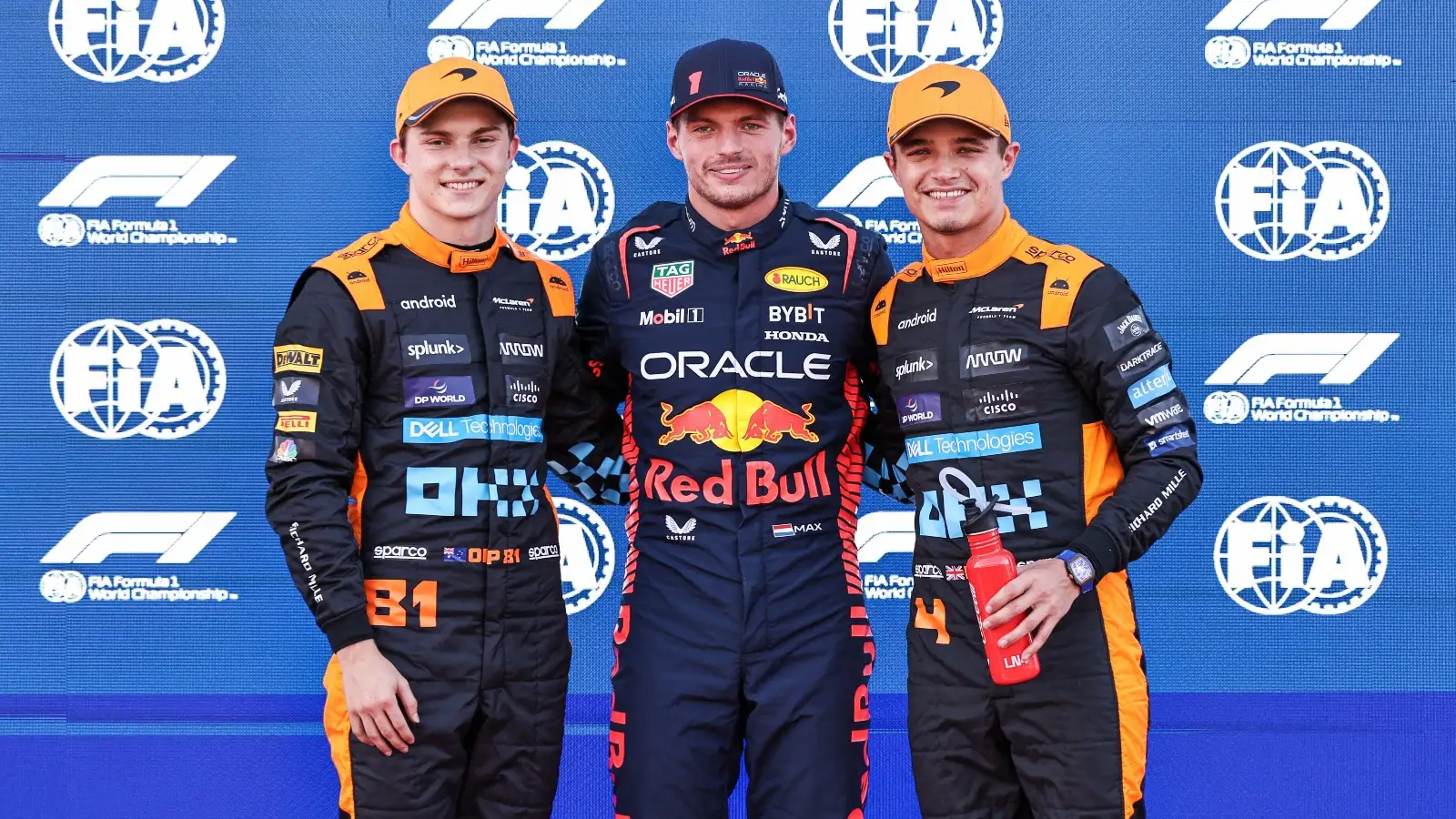 Oscar Piastri, Max Verstappen and Lando Norris.