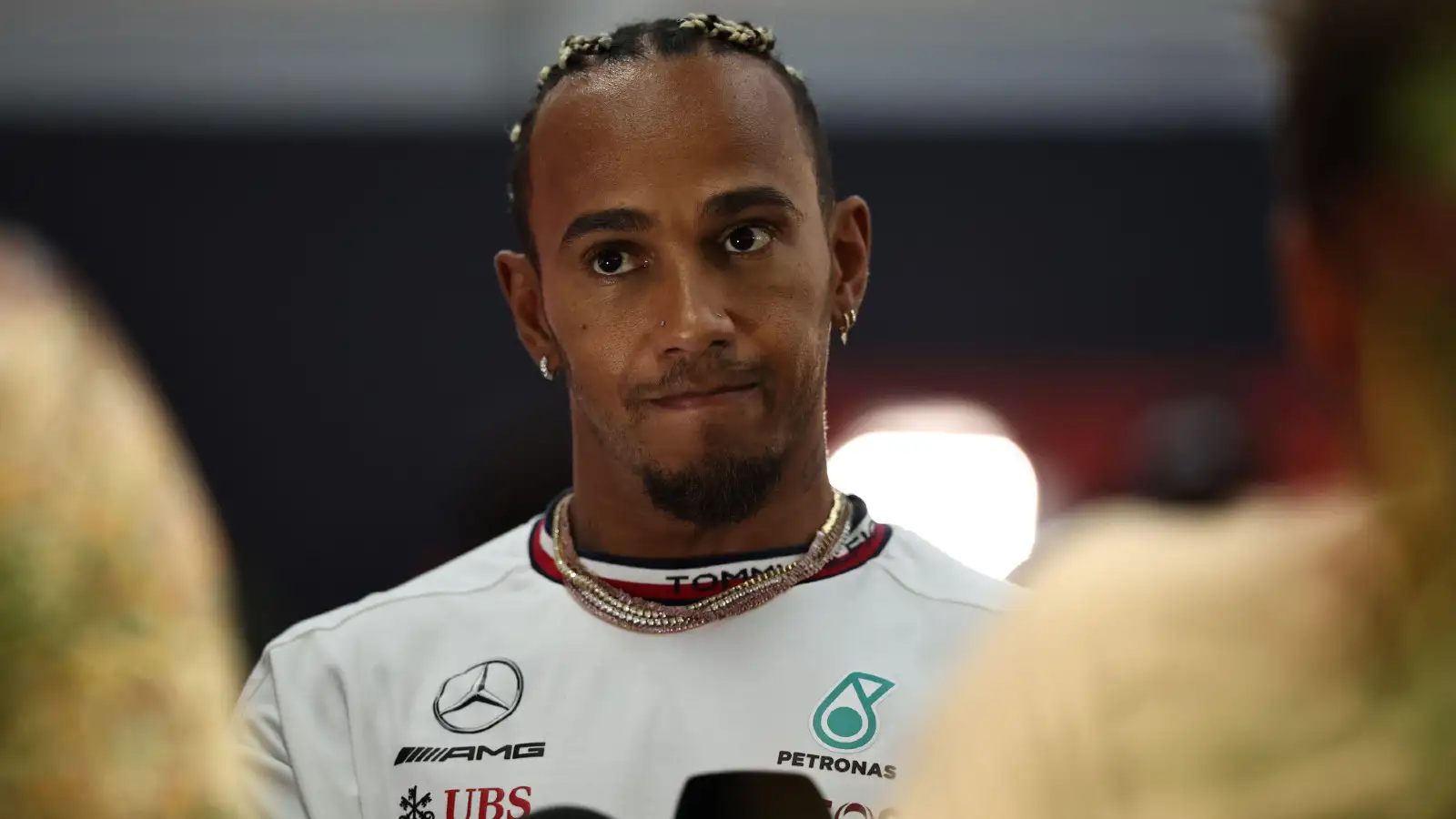 Mercedes' Lewis Hamilton speaks to the press during the Singapore Grand Prix weekend.