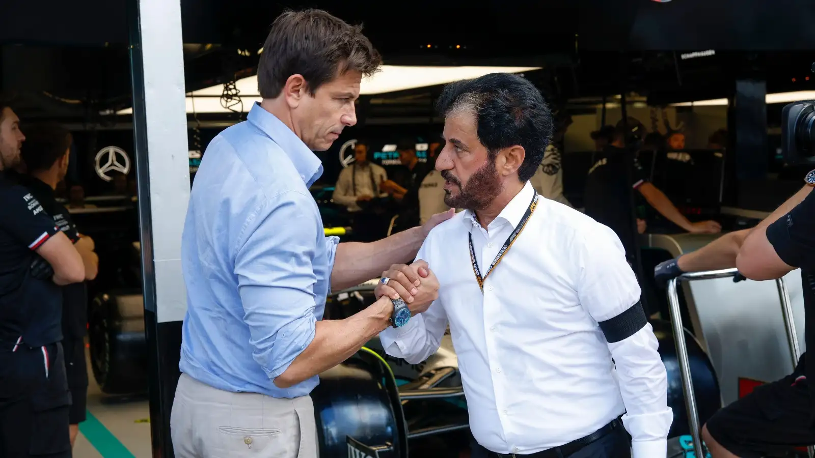 Mercedes’ Toto Wolff and the FIA’s Mohammed Ben Sulayem