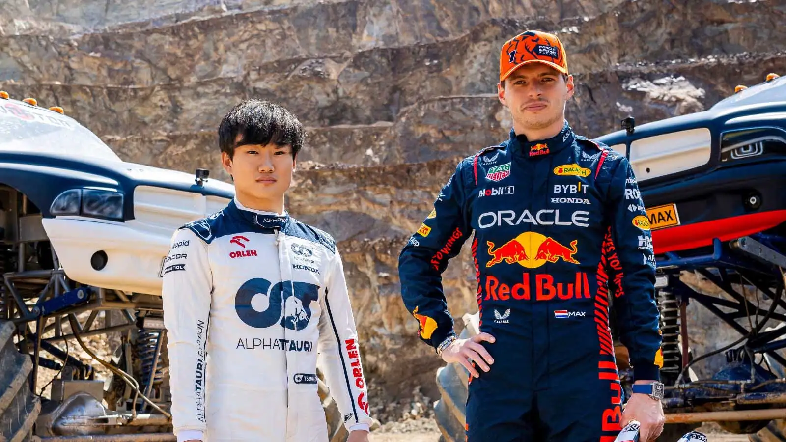 余ki Tsunoda with Max Verstappen.