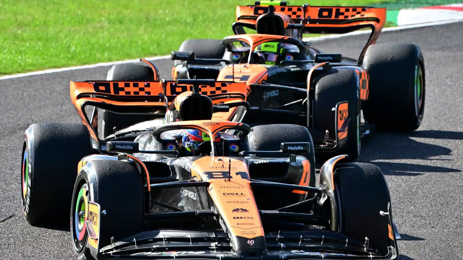 Oscar Piastri leads his McLaren team-mate Lando Norris.