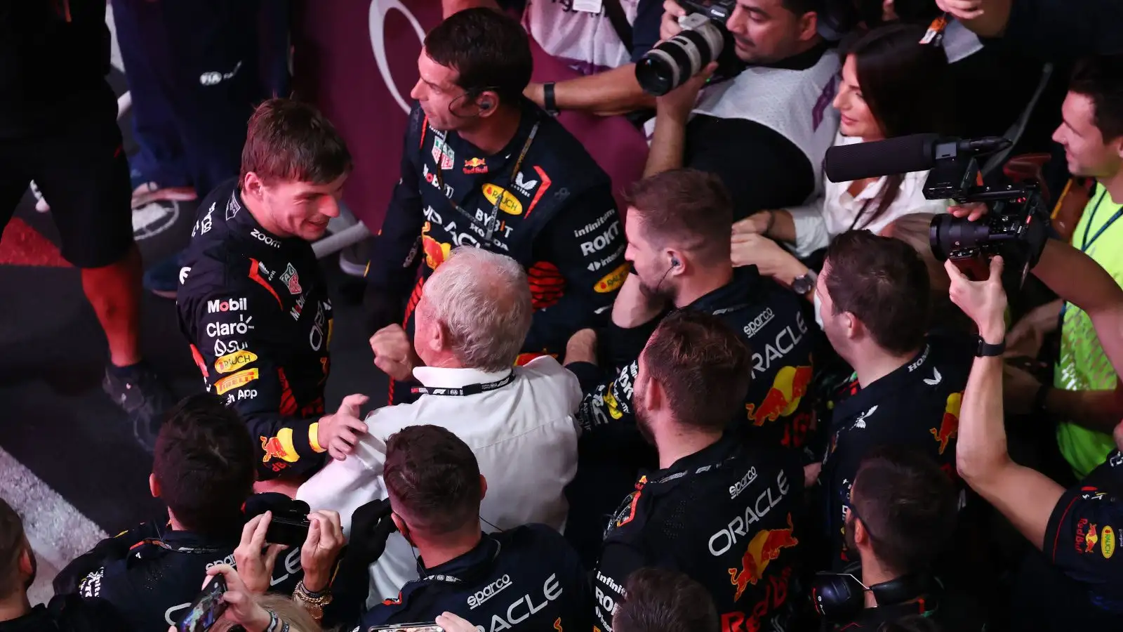 Red Bull motorsport advisor Helmut Marko congratulates Max Verstappen for yet another race win.