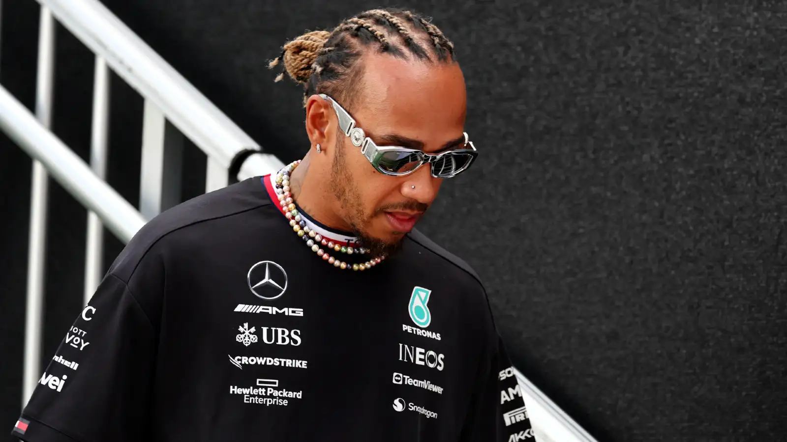 刘易斯火腿ilton, Mercedes F1 driver, in the paddock at the Mexican Grand Prix.