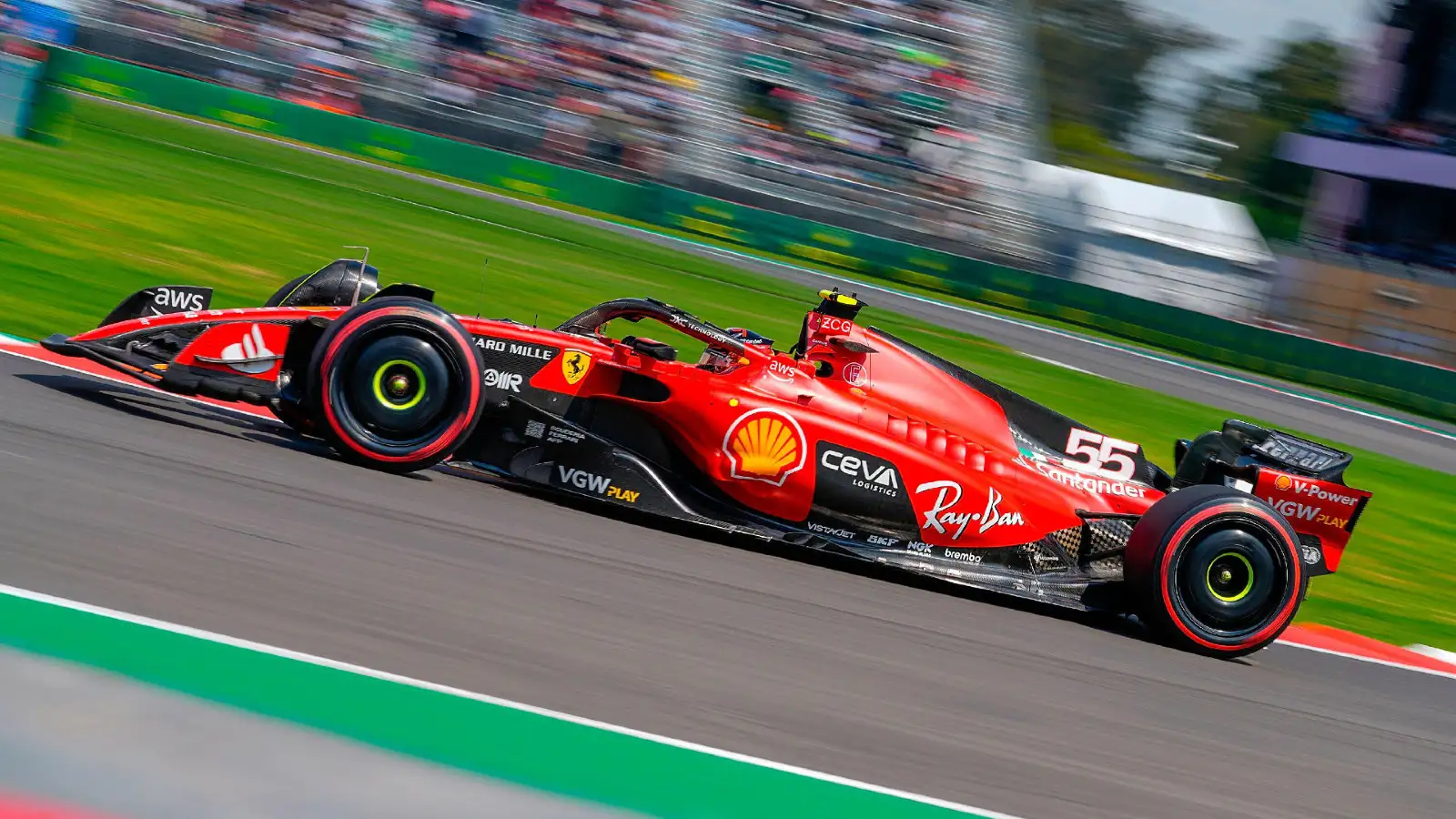 Carlos Sainz in action for Ferrari in Mexico.
