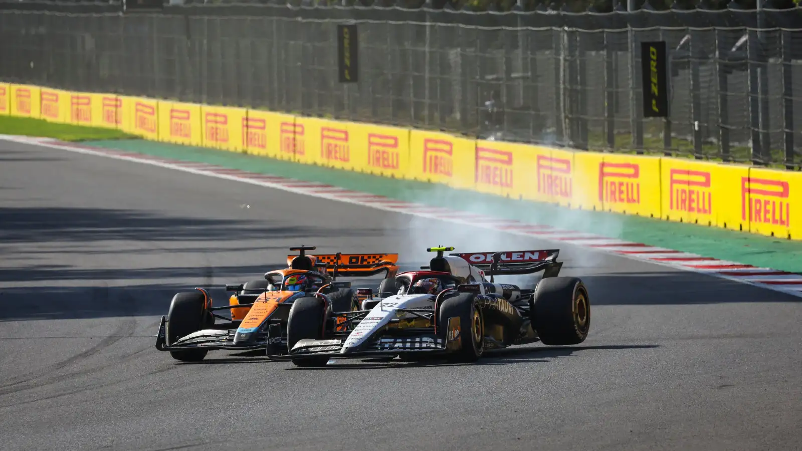 Contact between Oscar Piastri and Yuki Tsunoda during the Mexican Grand Prix.