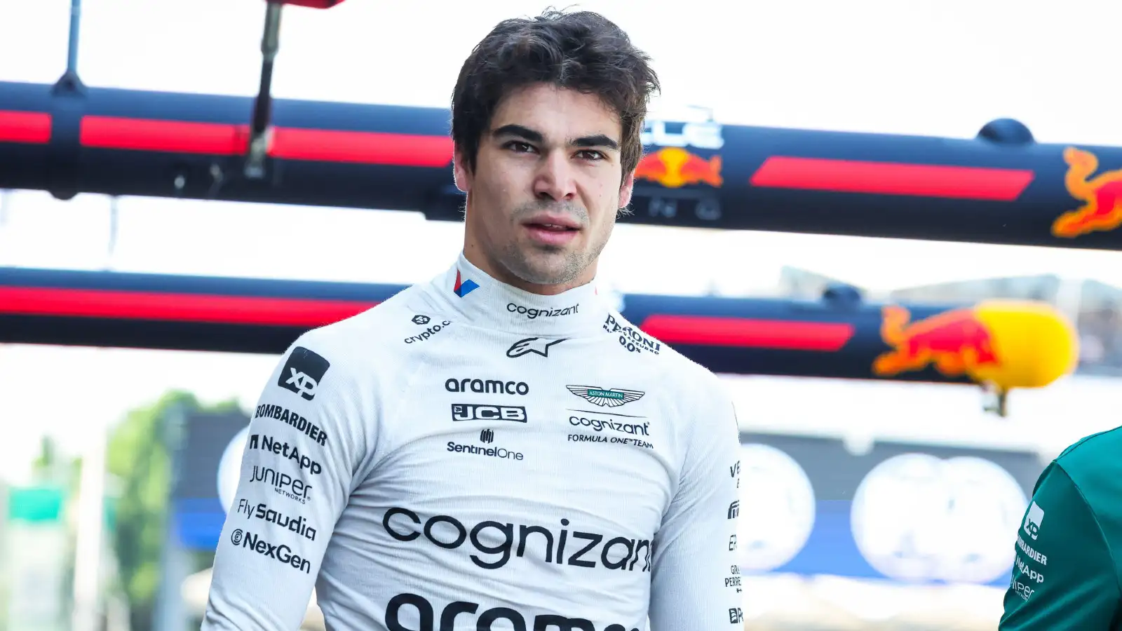 Aston Martin F1 driver Lance Stroll pictured in the pitlane during the Mexican Grand Prix weekend.