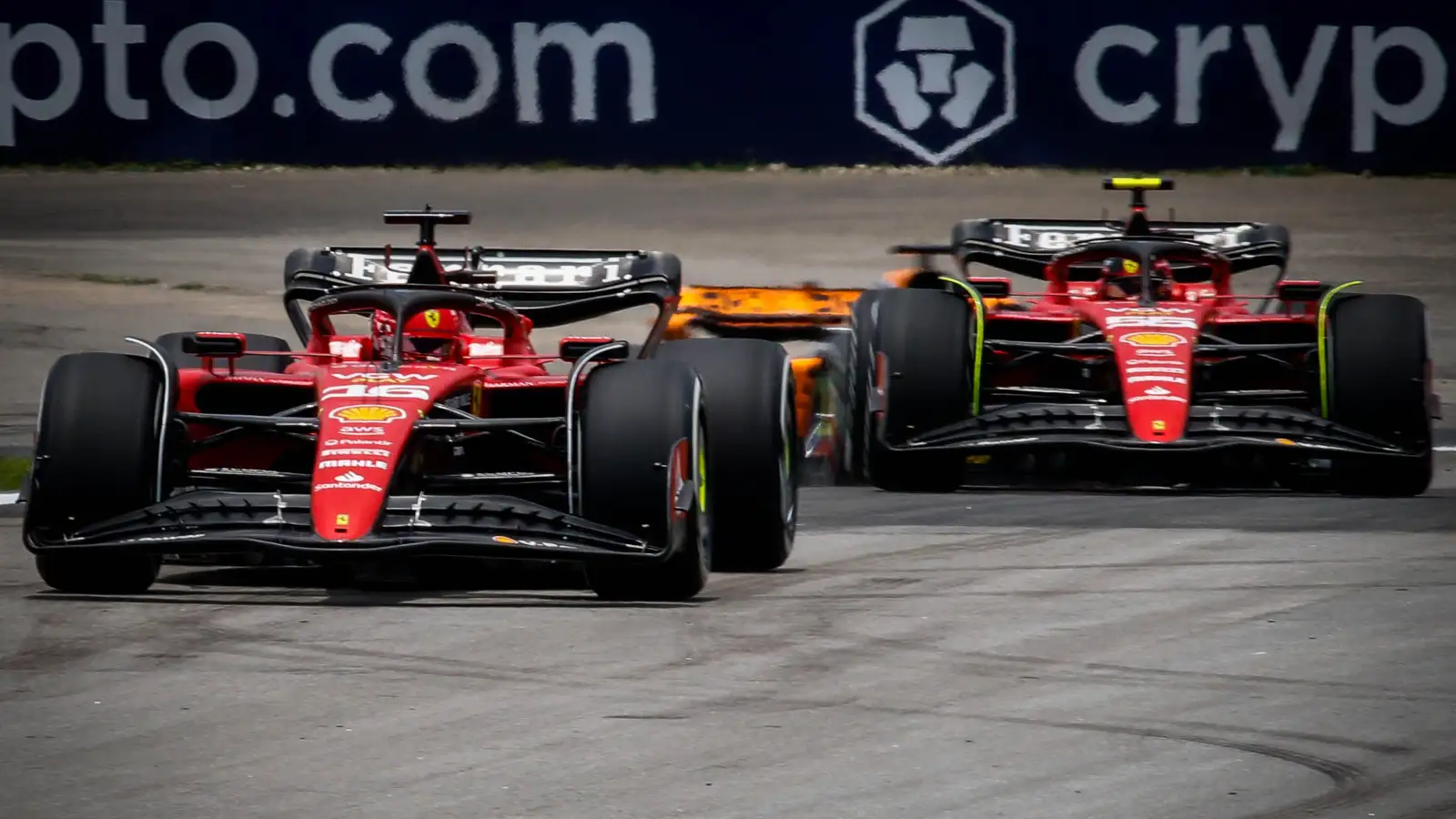 Ferrari drivers Charles Leclerc and Carlos Sainz out on track.