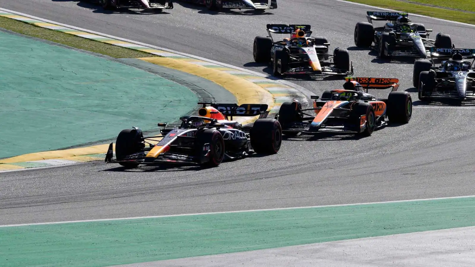 Max Verstappen leads the Brazilian Grand Prix Sprint.