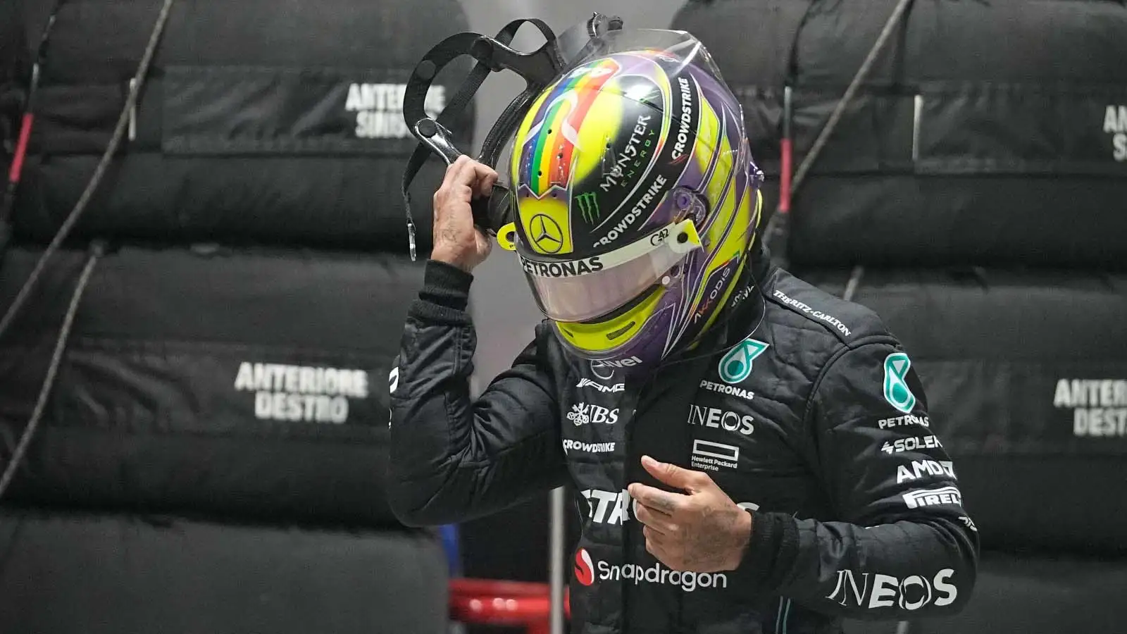 Lewis Hamilton prepares for the Las Vegas Grand Prix.