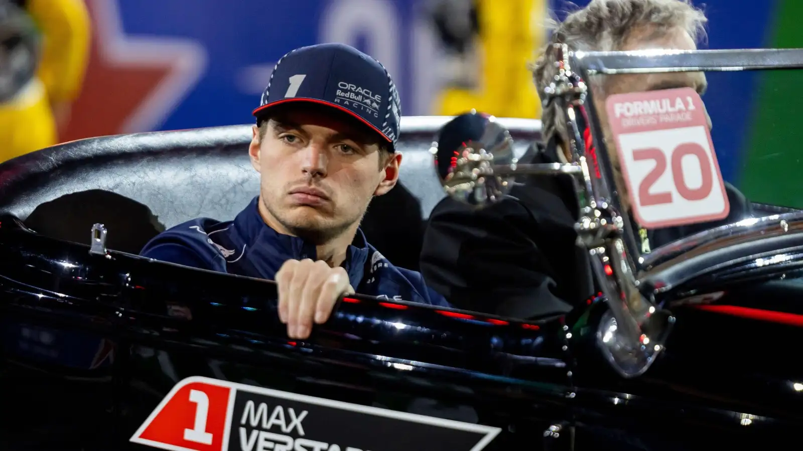 Max Verstappen heads into his parade car ahead of the Las Vegas Grand Prix.