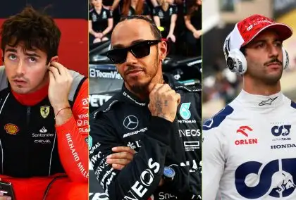 Charles Leclerc, Lewis Hamilton and Daniel Ricciardo