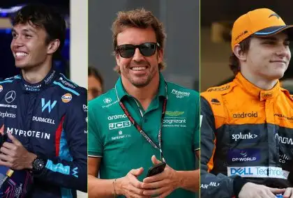 Alex Albon, Fernando Alonso and Oscar Piastri