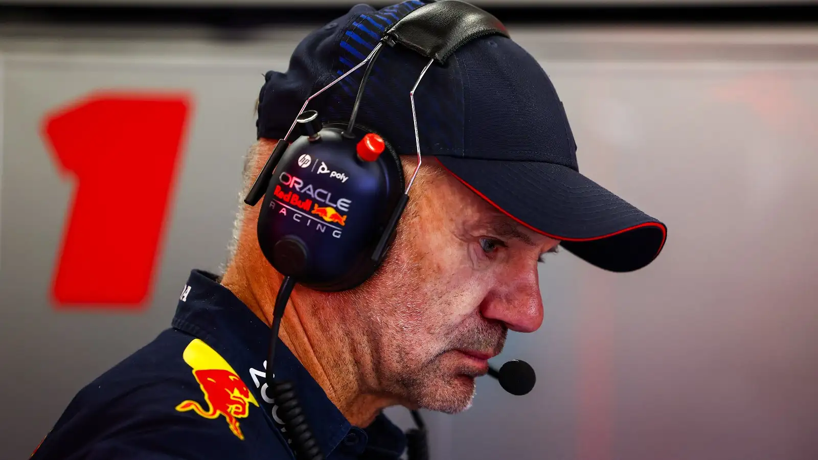 Adrian Newey inside the Red Bull garage.