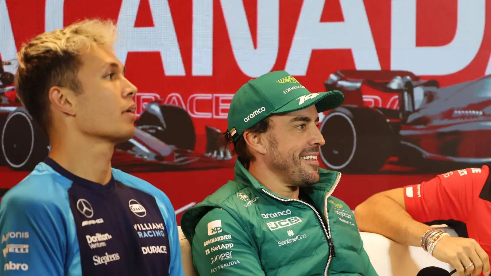 Alex Albon and Fernando Alonso sat together in the Canada press conference.