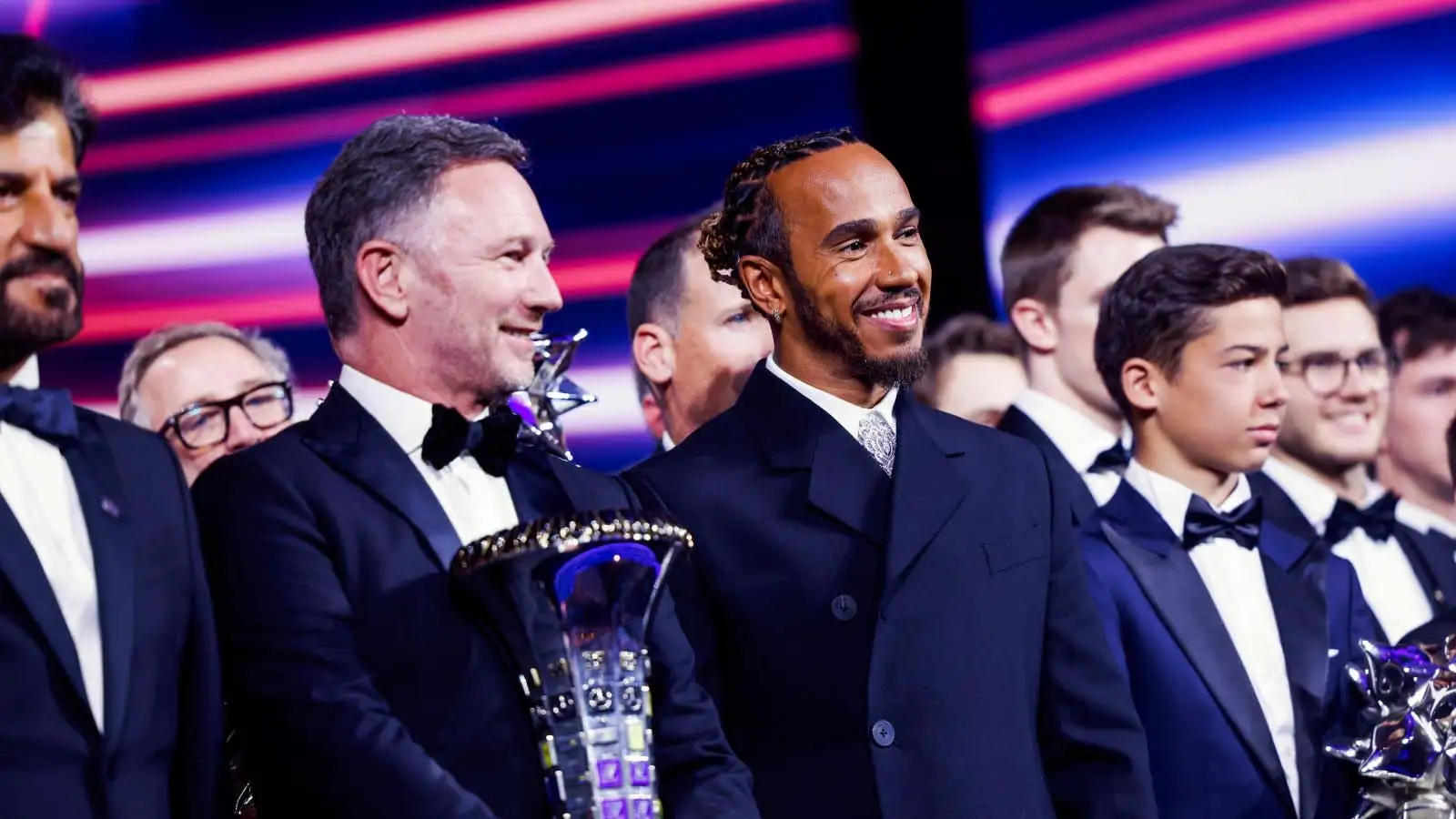 Lewis Hamilton alongside Christian Horner at the FIA Prize Giving Gala. F1 news