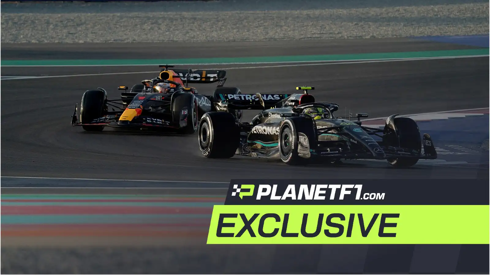 Lewis Hamilton and Max Verstappen on track in Qatar.