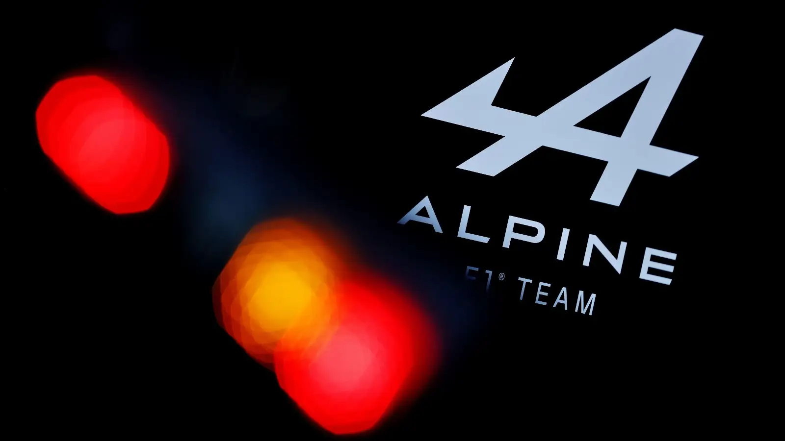 The Alpine logo during the Bahrain Grand Prix.