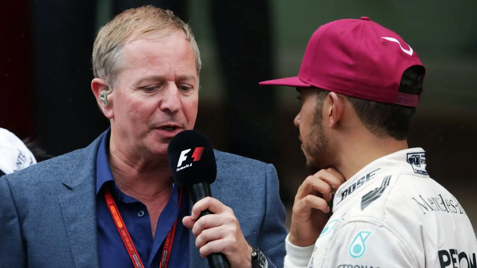 Martin Brundle interviewing Lewis Hamilton after the 2016 Monaco Grand Prix.