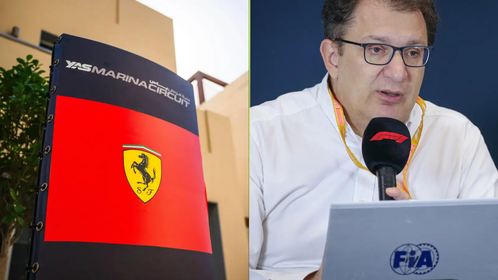 Ferrari flag, and the FIA's Nikolas Tombazis pictured at the Abu Dhabi Grand Prix.