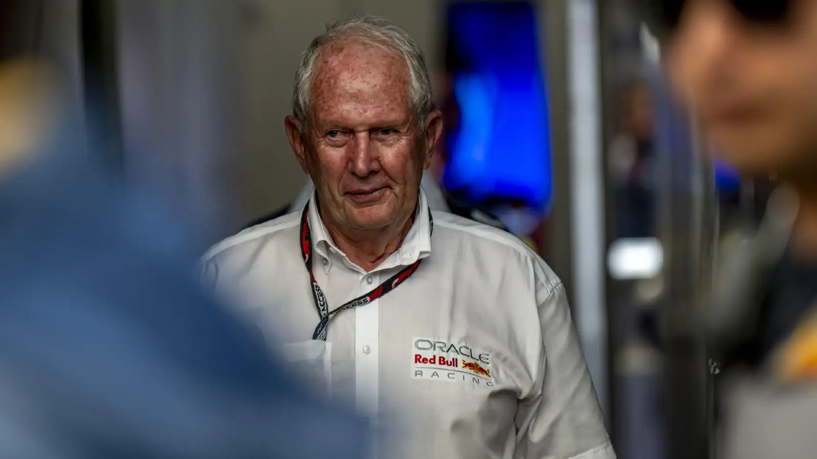 Helmut Marko, pictured in the Red Bull garage at the Brazilian Grand Prix.