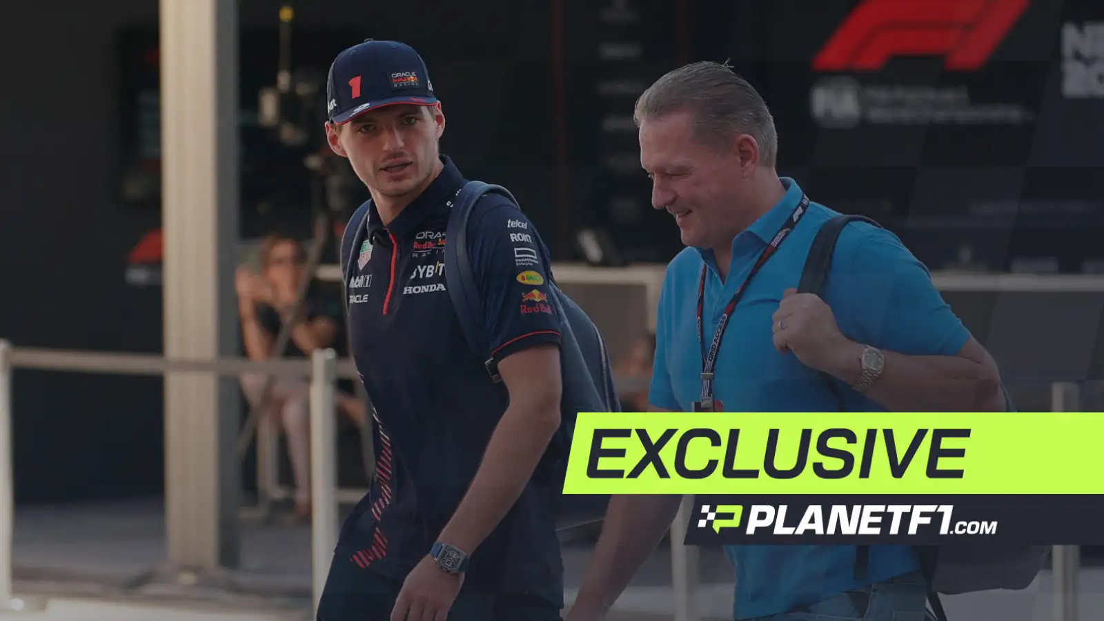 Jos and Max Verstappen walk through the F1 paddock together in Qatar.