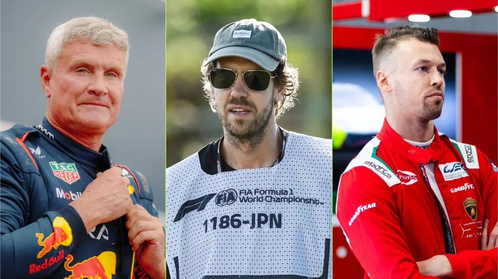 David Coulthard, Sebastian Vettel and Daniil Kvyat.