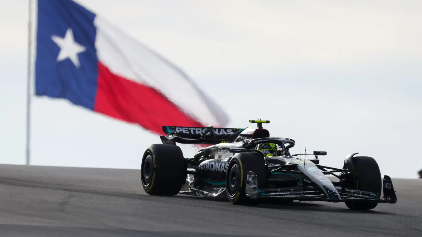 Lewis Hamilton racing for Mercedes in the United States Grand Prix.