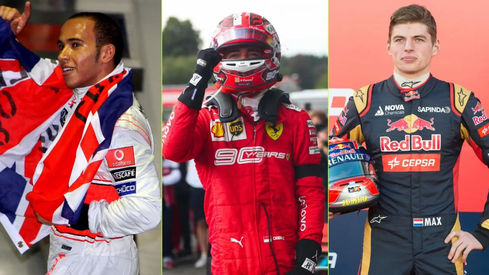 Lewis Hamilton, Charles Leclerc and Max Verstappen.