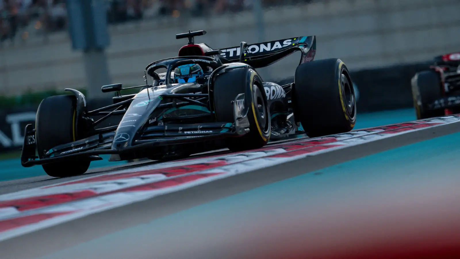 George Russell races his Mercedes in the Abu Dhabi Grand Prix.