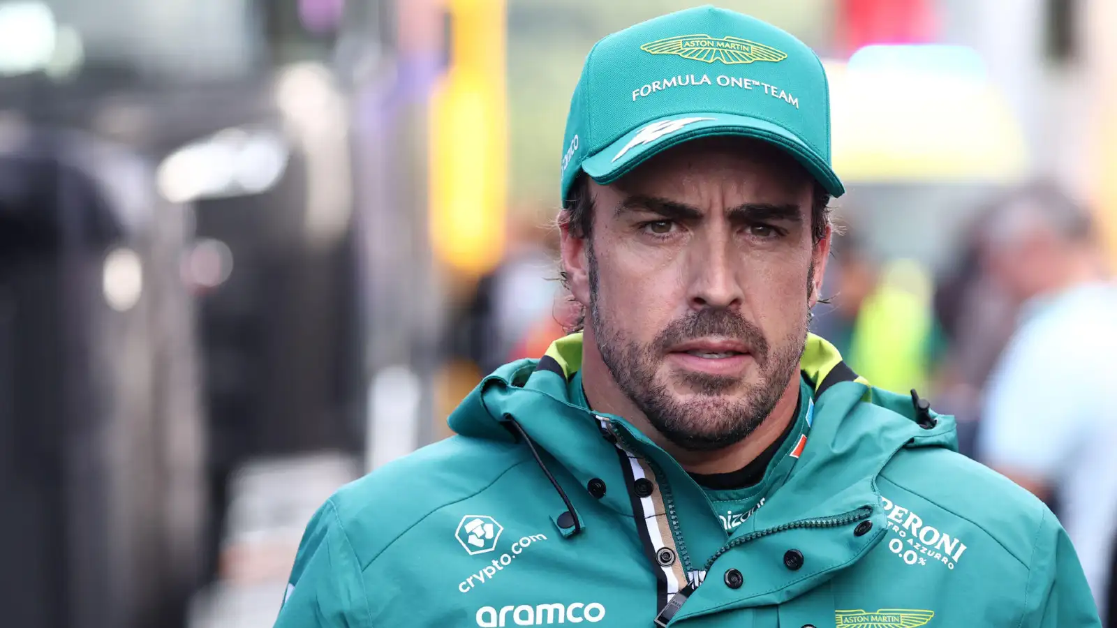 Fernando Alonso pictured after qualifying for the 2023 Belgian Grand Prix.