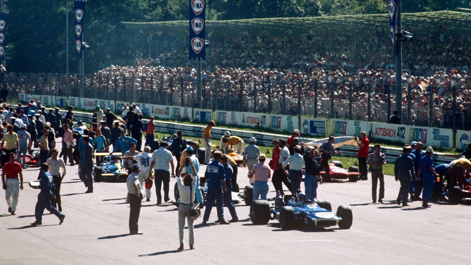 Drivers line up for the 1970 Italian Grand Prix