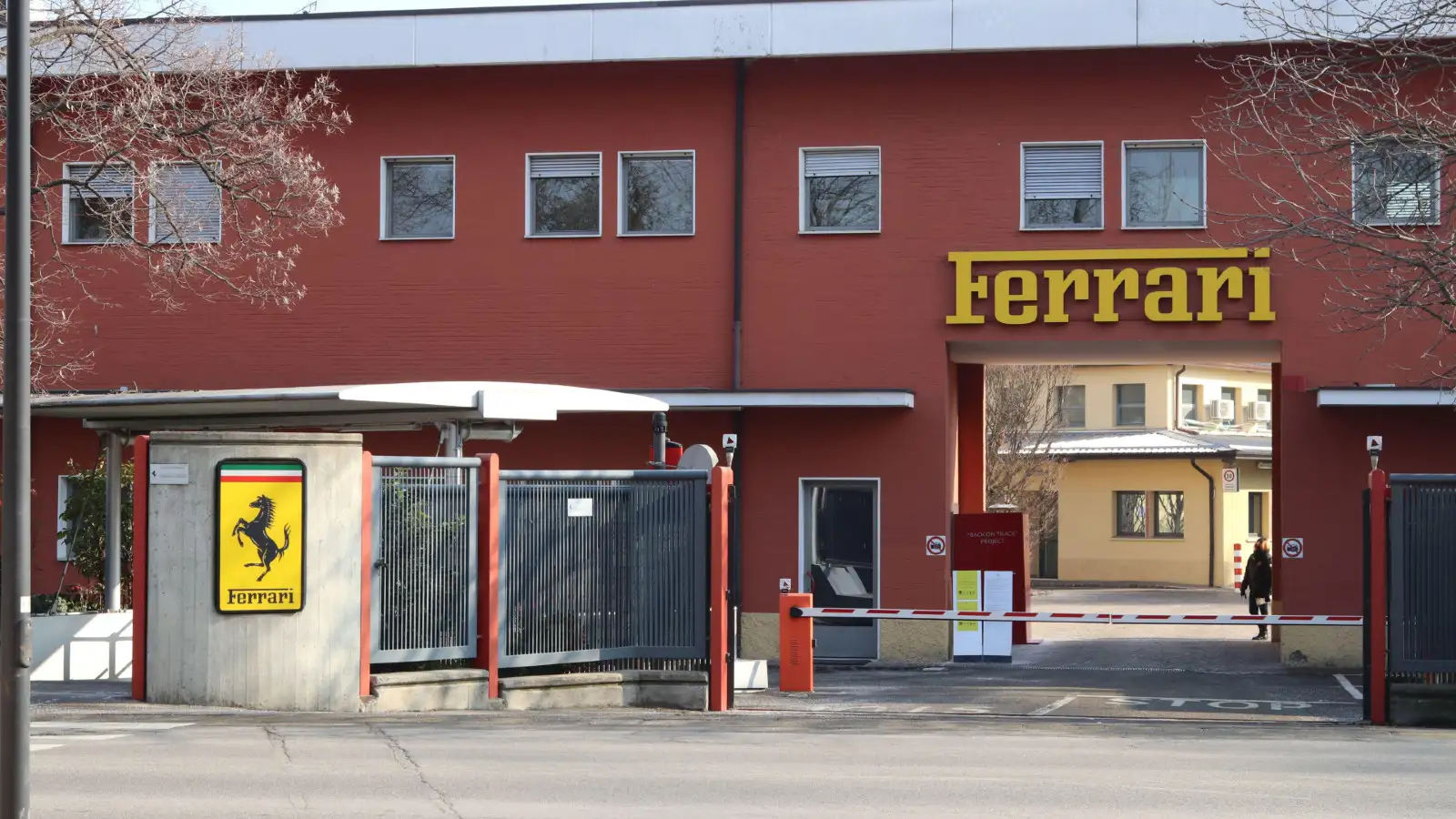 The Ferrari factory entrance in Maranello, Italy.