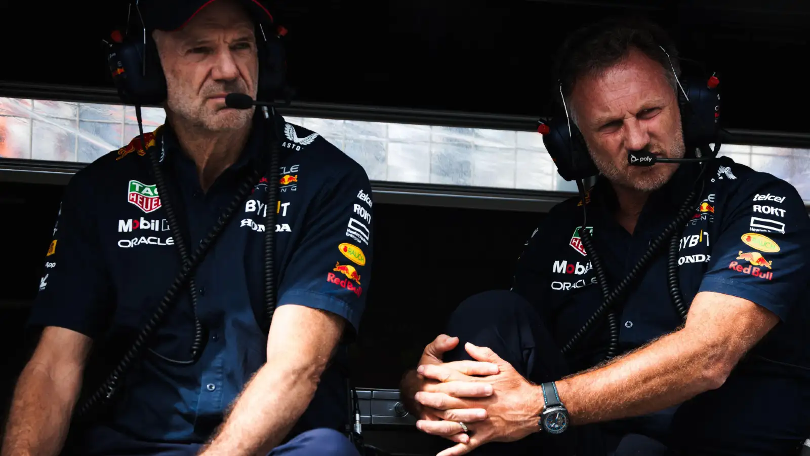 Adrian Newey and Christian Horner pictured on the pitwall at the Dutch Grand Prix.