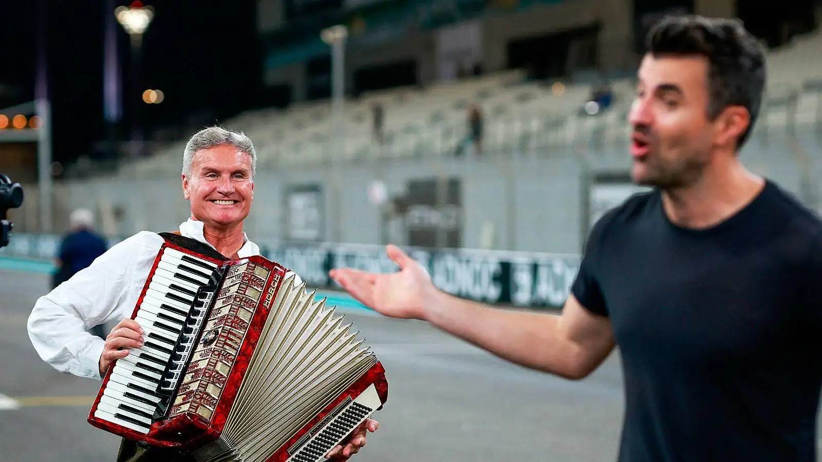David Coulthard playing the accordian in Channel 4's end of F1 2023 song.
