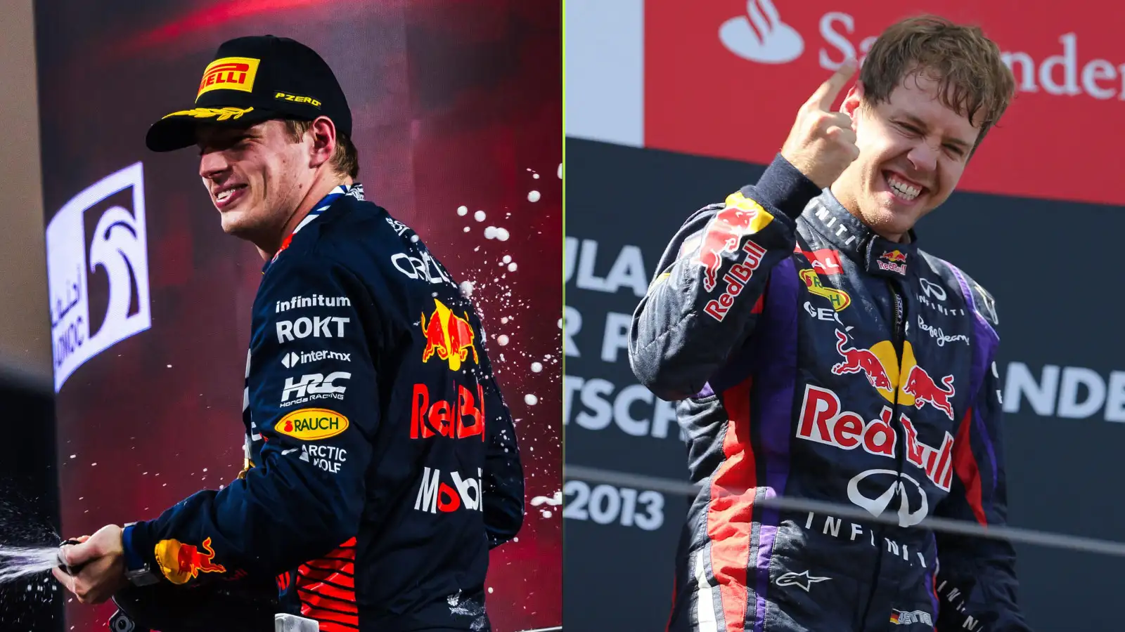 Red Bull World Champions Max Verstappen and Sebastian Vettel.