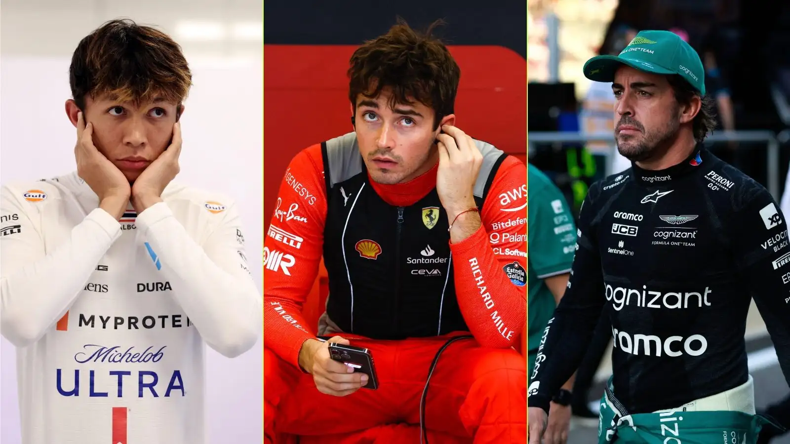 Alex Albon, Charles Leclerc and Fernando Alonso.