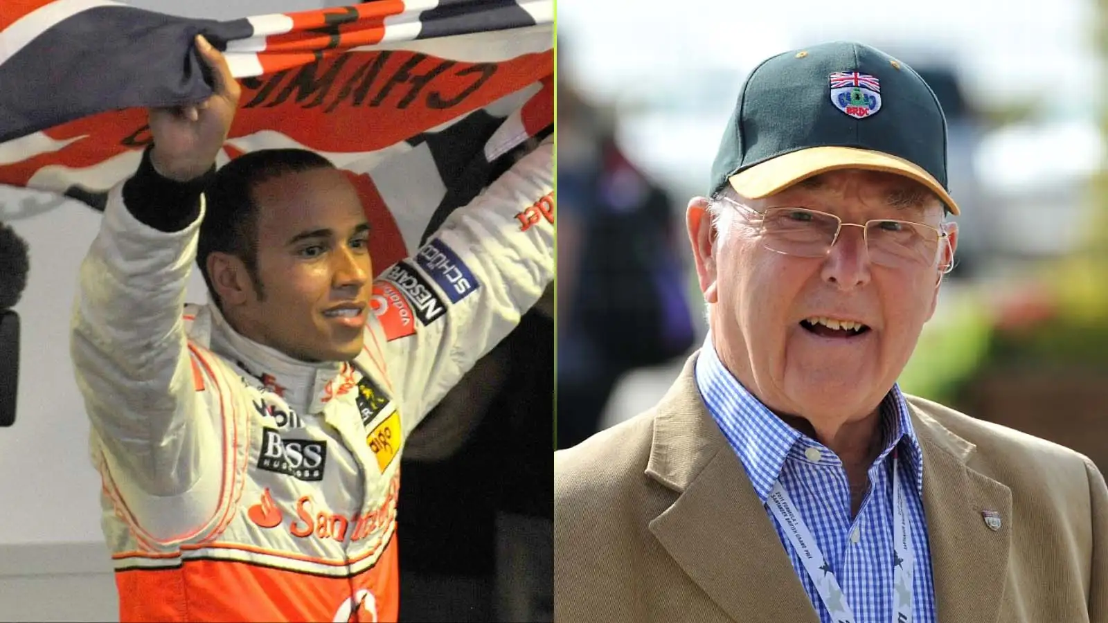 Lewis Hamilton and Murray Walker.