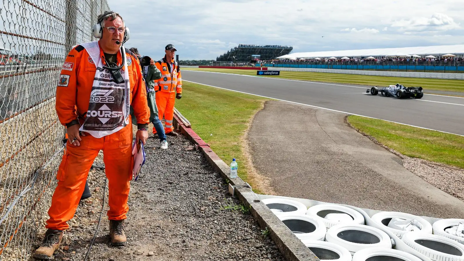 A marshal watches the cars go by at Silverstone.